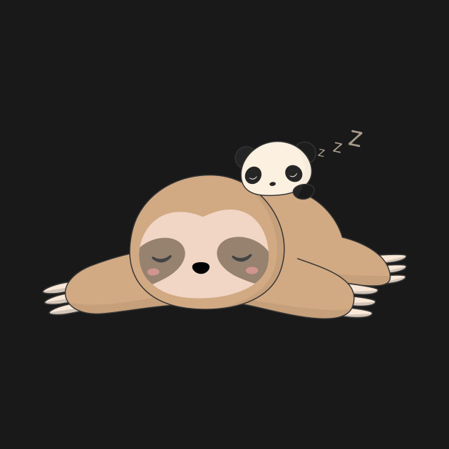 Disover Kawaii Lazy Sloth and Panda T-Shirt - Sloth - T-Shirt