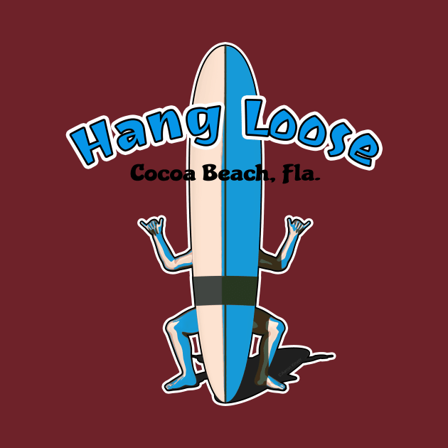 Cocoa Beach Florida Hang Loose Surfboard Shaka Man by AKdesign