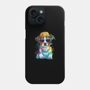 Colourful cool Jack Russell Terrier dog with sunglasses five Phone Case