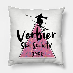 Verbier ski society 1986 vintage retro 80's Pillow