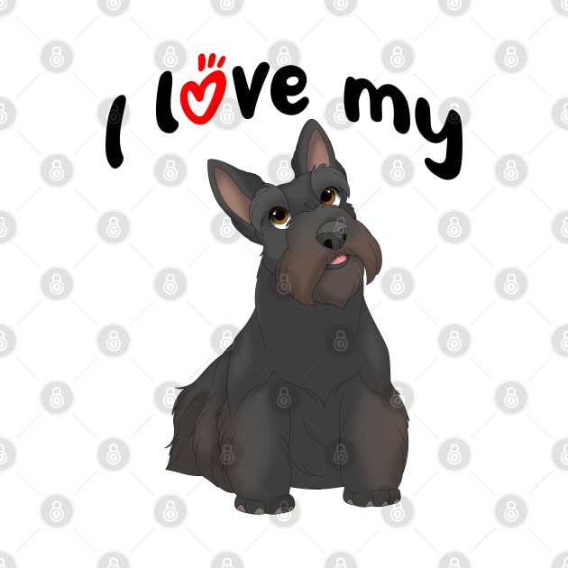 I Love My Black Scottish Terrier Dog by millersye