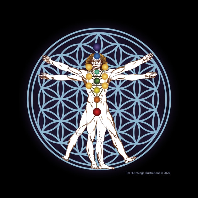 Vitruvian Man and Flower of Life by BigCatGymSportswear