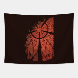 Abstract Red Shattered Window Tapestry