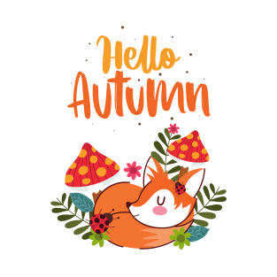 Hello Autumn Cute Fox Autumn Fall Season T-Shirt