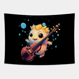 Puffer Fish Playing Violin Tapestry