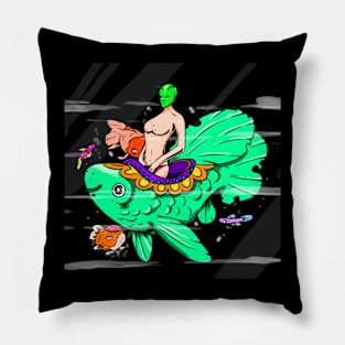 alien masked fish queen Pillow