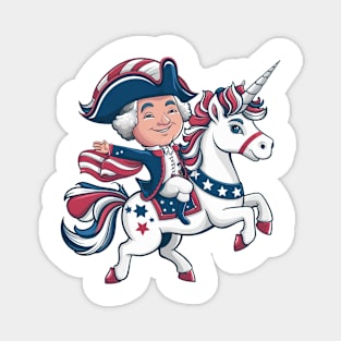 George Washington Riding A Unicorn 4th of July vintage kids Magnet