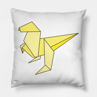 Yellow origami dinosaur Pillow