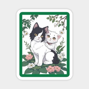 Enchanting Feline Duo Magnet