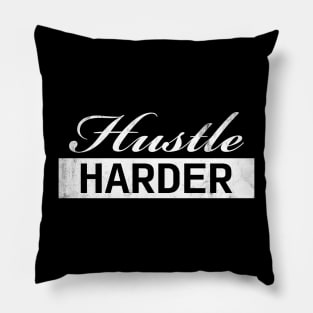 Hustle Harder Vintage (white) Pillow