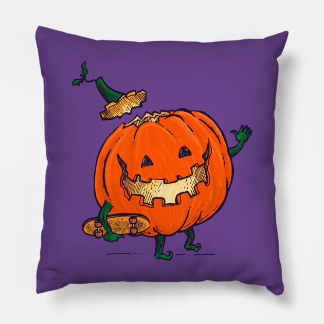 Skatedeck Pumpkin Pillow by nickv47