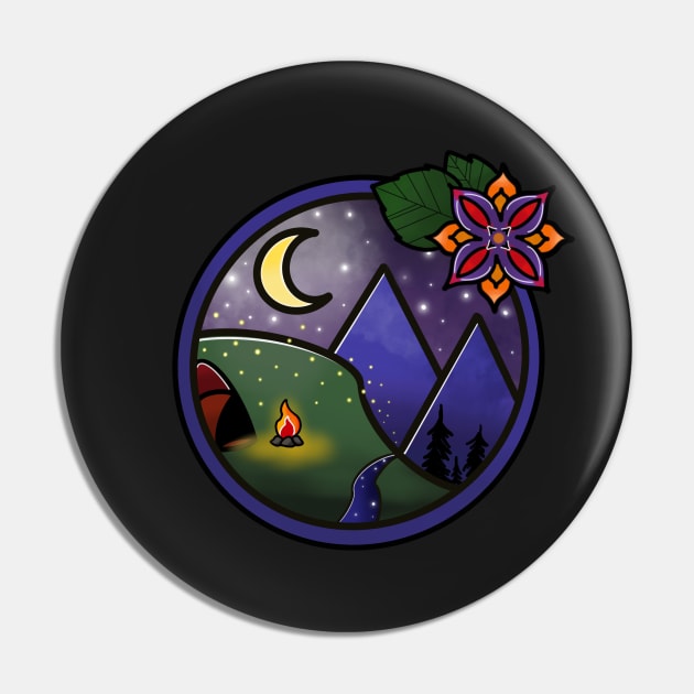 Nighttime Mountain Scape Sticker Pin by BuckNerdImages