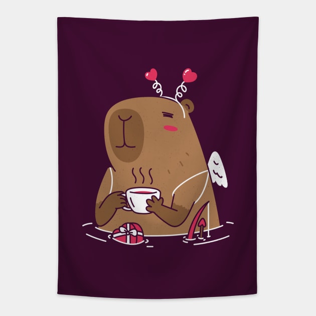 Cupid Capybara Tapestry by rarpoint