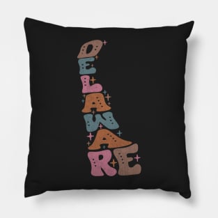 Delaware Us State Retro Typography Pillow