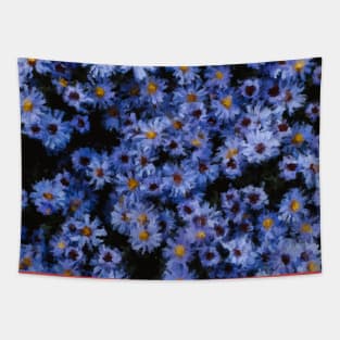 Gradient blue garden flowers pattern oil painting Tapestry