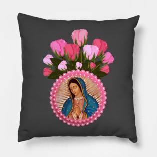 Our Lady of Guadalupe Pink Roses Pillow