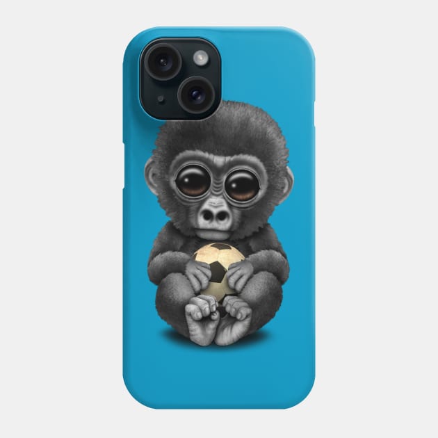 Cute Baby Gorilla With Football Soccer Ball Phone Case by jeffbartels