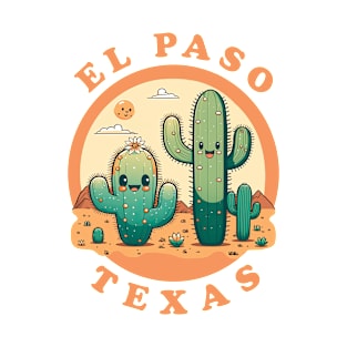 El Paso Texas Cute Kawaii Desert Cactus Couple T-Shirt