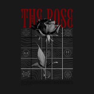 Black and White Aesthetic Acid Brutalist Rose T-Shirt