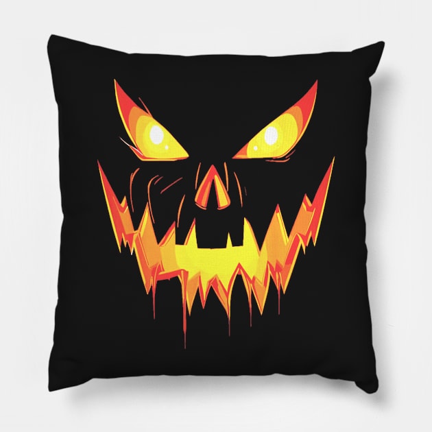 Scary Spooky  Lantern Face Pumpkin Men Boys Halloween Pillow by masterpiecesai