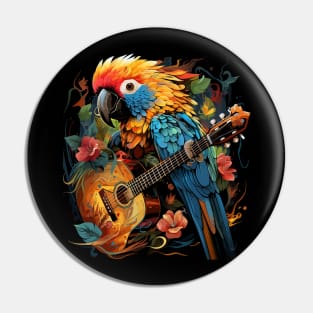 Parakeet Playing Guitar Pin