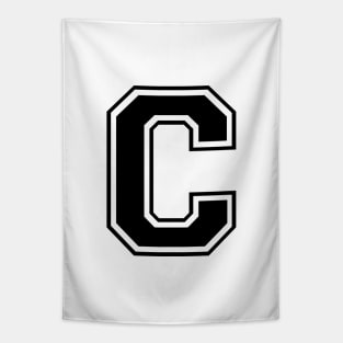 Initial Letter C - Varsity Style Design - Black text Tapestry