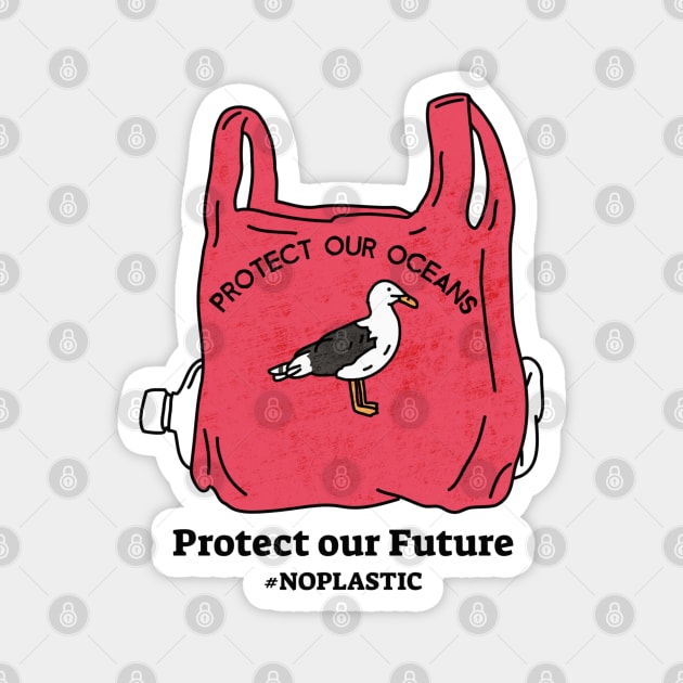 Protect Our Oceans Protect Our Future No Plastic Seagull Conservation Environment Magnet by Sassee Designs