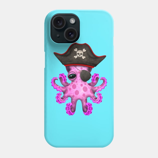 Cute Pink Baby Octopus Pirate Phone Case by jeffbartels