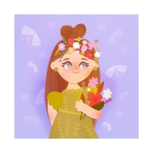 Fairy Floral Aesthetic Illustration T-Shirt