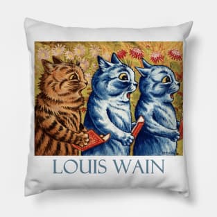 Three Cats Singing by Louis Wain Pillow