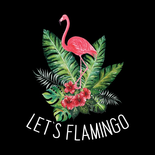 Let's Flamingle Tropical Floral Print Flamingo by CaptainHobbyist