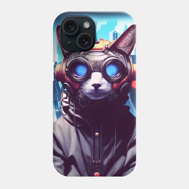 Cool Japanese Techno Cat In Future World Japan Neon City Phone Case by star trek fanart and more