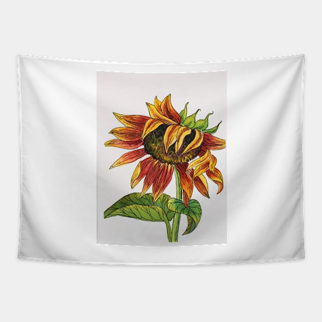 Sunflower Watercolor Painting Tapestry by SvitlanaProuty