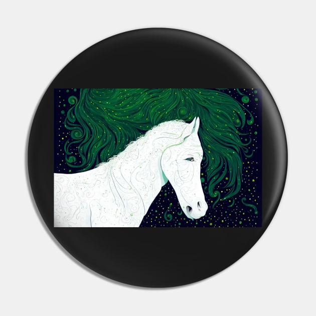 Graceful White Horse Pin by rachelboucher