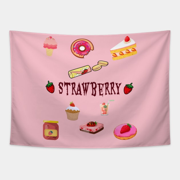 Strawberry Everywhere Tapestry by ananalsamma