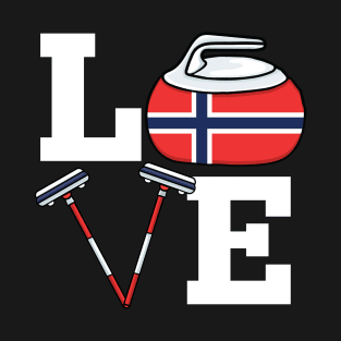 Norway Curling Broom Winter ice Sport Norwegian Flag T-Shirt