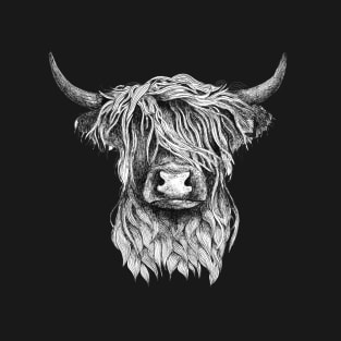 Highland Cow illustration tattoo style T-Shirt