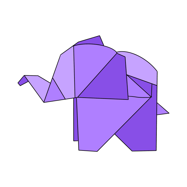 Purple origami elephant by CalliesArt