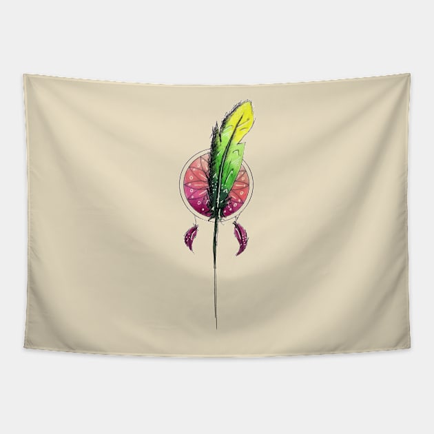 Feather and Dreamcatcher Tapestry by Calogero