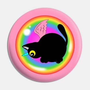 Kitty in rainbow bubble Pin