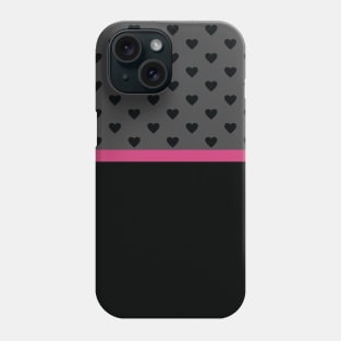 Dark Grey with Black Hearts and Pink Stripe Phone Case