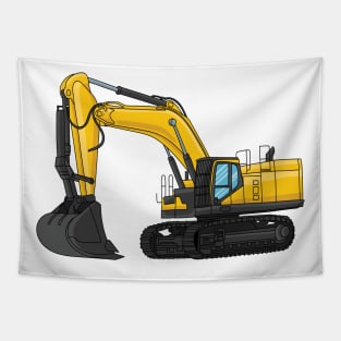 Crawler excavator cartoon illustration Tapestry