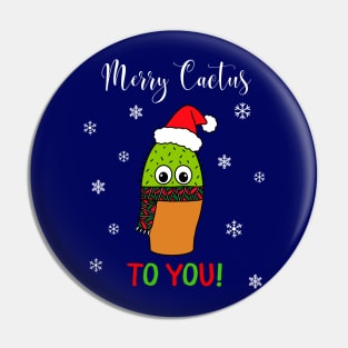 Merry Cactus To You - Cute Cactus With Christmas Scarf Pin