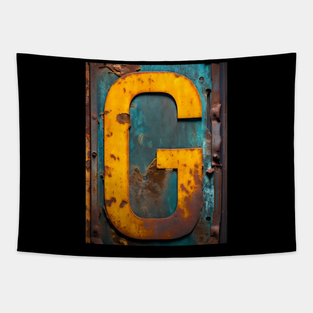 Rusty Letter "G" Monogram G initial Tapestry by Mind Your Tee