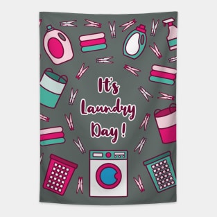 It's Laundry Day | Green Pink | Gray Tapestry