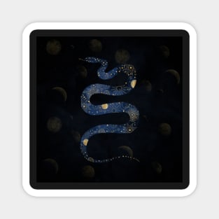 Mystical Gold Blue Serpent Galaxy Design Magnet