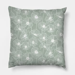 Sage Poppies Pillow