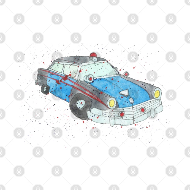 Vintage Police Car Splatter Art by Maries Papier Bleu