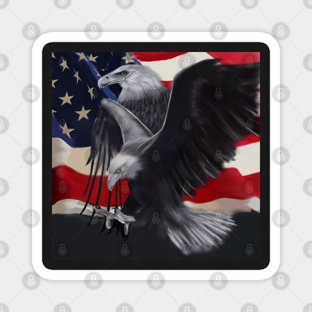 American Bald Eagles, Patriotic Bald Eagles Magnet by TerrySrArtShop