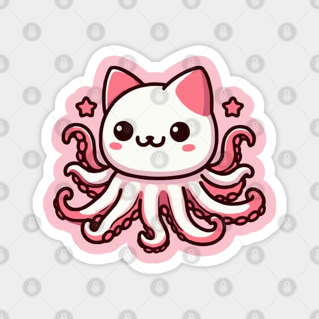 cute pink octopuss cat Magnet by fikriamrullah